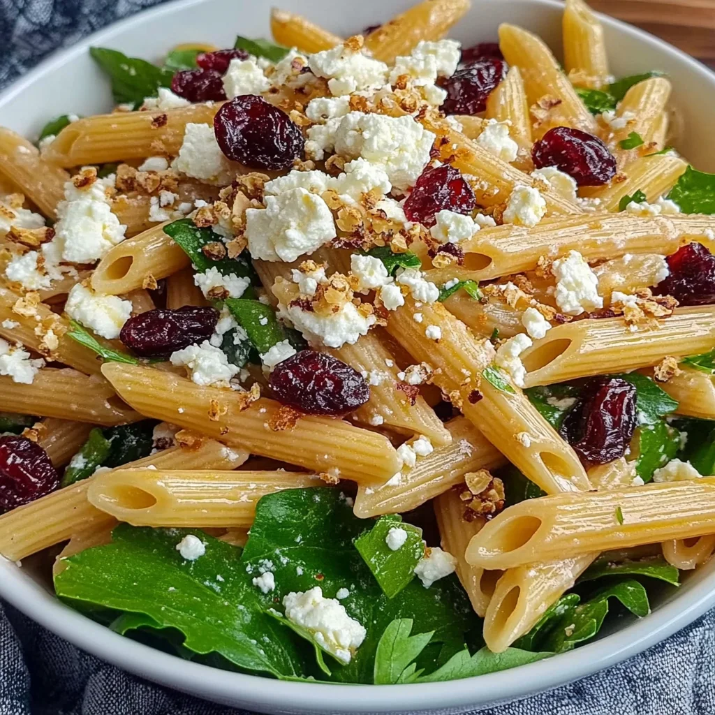 Refreshing Feta and Cranberry Penne Salad with Easy Homemade Orange Vinaigrette