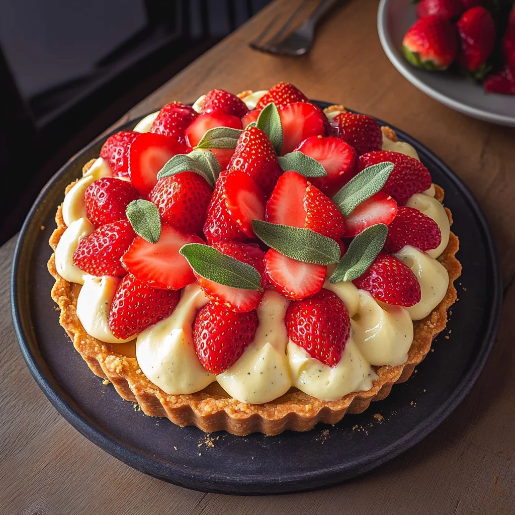 Tarte aux fraises et sauge ananas