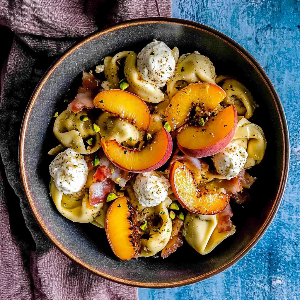 Tortellini Pasta Salad with Grilled Peaches