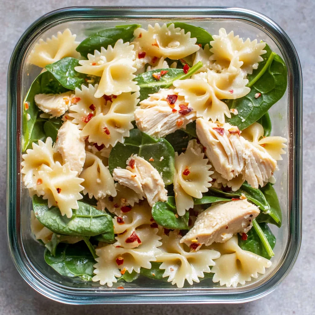 Cold Chicken Spinach Pasta Salad