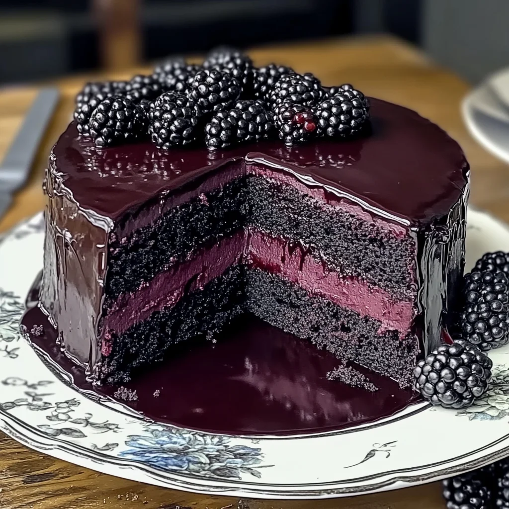 Decadent Blackberry Velvet Gothic Cake