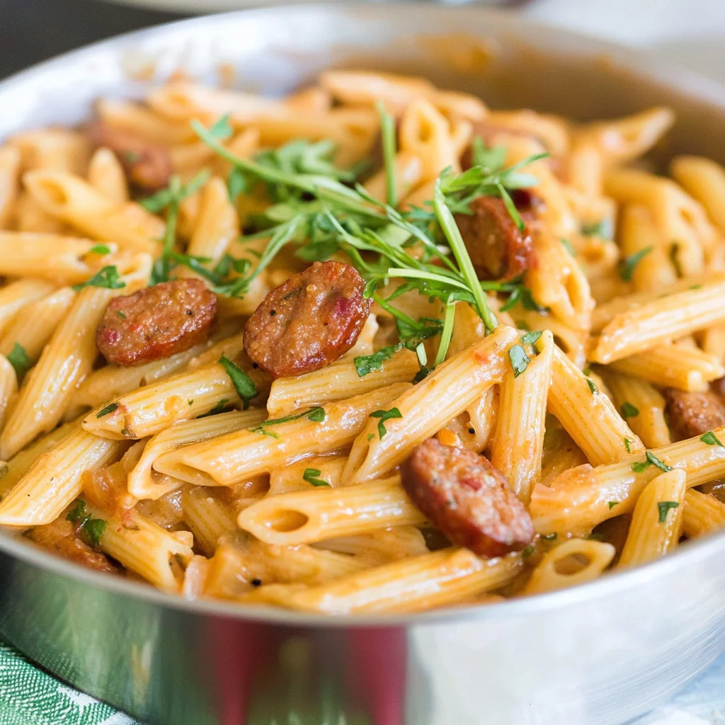 Easy Cajun Penne Pasta with Andouille Sausage