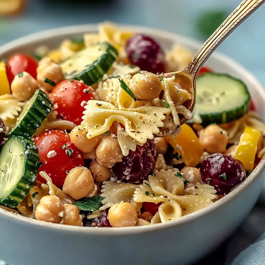 Easy Greek Pasta Salad with Chickpeas