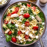 Spinach Orzo Chicken Salad with Goat Cheese