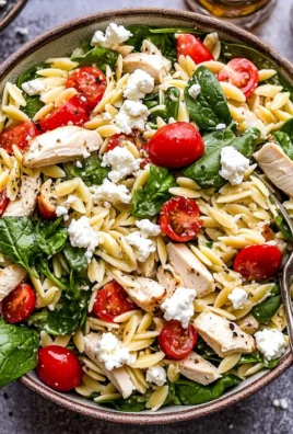 Spinach Orzo Chicken Salad with Goat Cheese