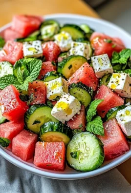 Watermelon Cucumber Feta Salad