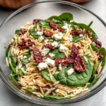 Balsamic Orzo Salad with Spinach, Feta & Sundried Tomatoes - FlirtyFood