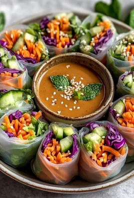 Rainbow Veggie Rice Paper Rolls with Peanut Sauce